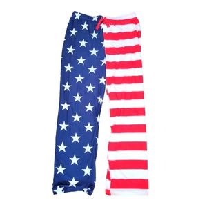 MENS BIOWORLD PATRIOTIC PRINT KNIT PAJAMA / LOUNGE PANTS W/ POCKETS Large NWOT!
